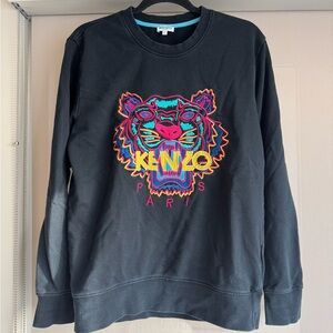 Kenzo Black Multicolor Tiger Crewneck Sweater